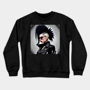 Punk Rock Mohawk Girl Crewneck Sweatshirt